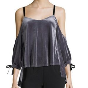 Romeo and Juliet grey velvet cold shoulder